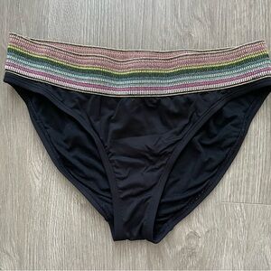 Gibson Latimer Black Bikini Bottom with Colorful Waistband
